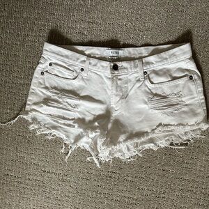 Pistola White Distressed Denim Shorts